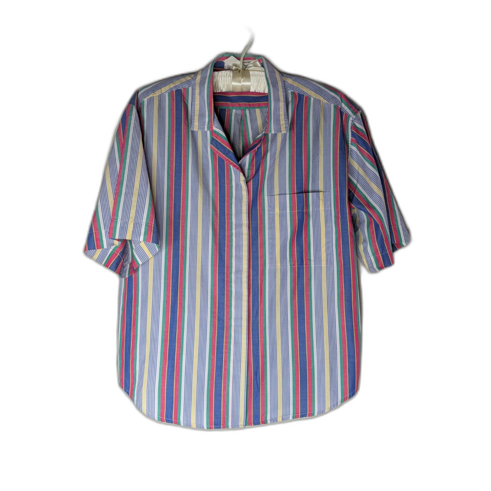 Vintage 1980s Gap Clothing Co Shirt Size S Multicolor Stripe Cotton Button Up